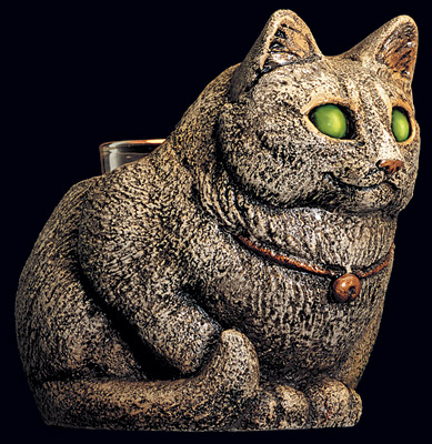 crouching cat garden statue